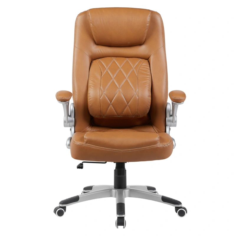 Kancelářské křeslo, hnědá ekokůže/stříbrná, nosnost 150 kg, GREKO 1