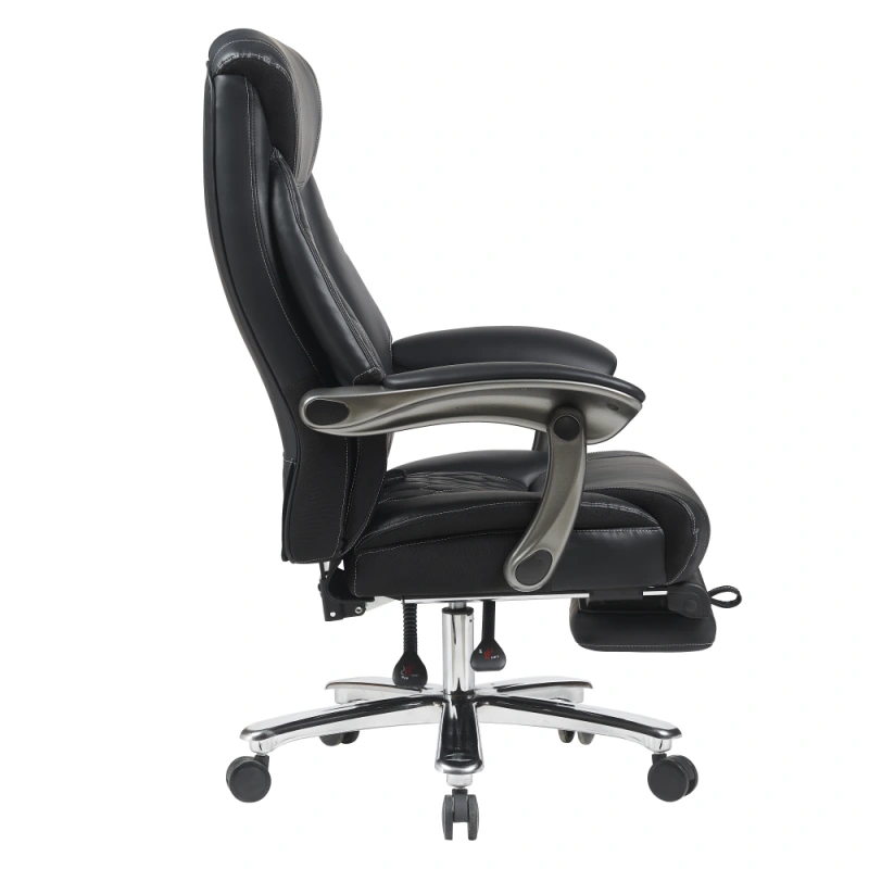 Kancelářské křeslo, černá ekokůže/chrom, nosnost 150 kg, URIEN 3