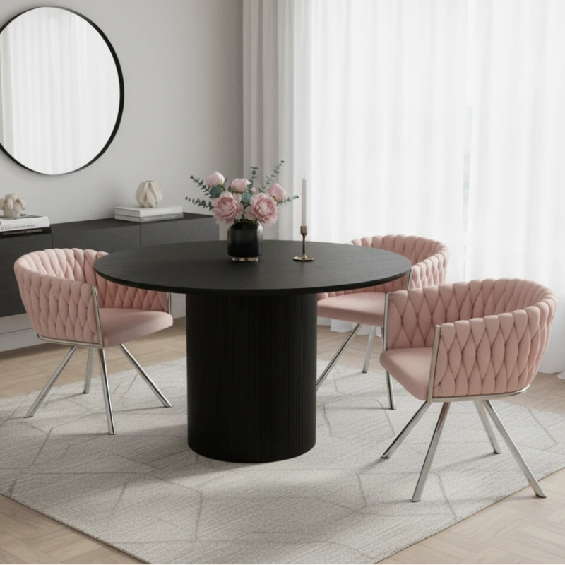 Otočné jedálenské kreslo, púdrovoružová Velvet látka/chróm, HELIN 1