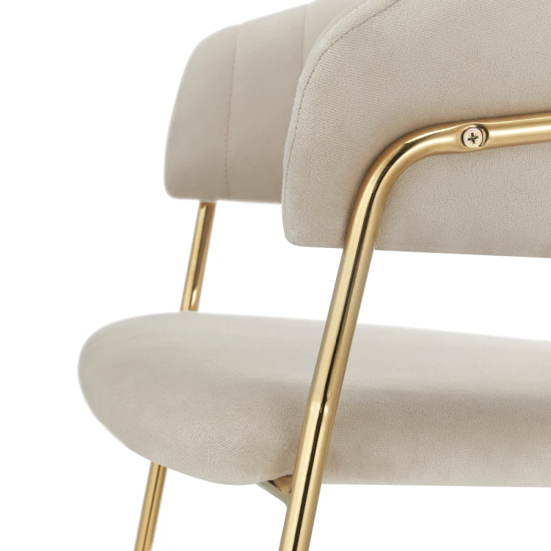 Designové jídelní křeslo, béžová Velvet látka/gold chrom zlatý, DASMIN NEW TYP 1 5