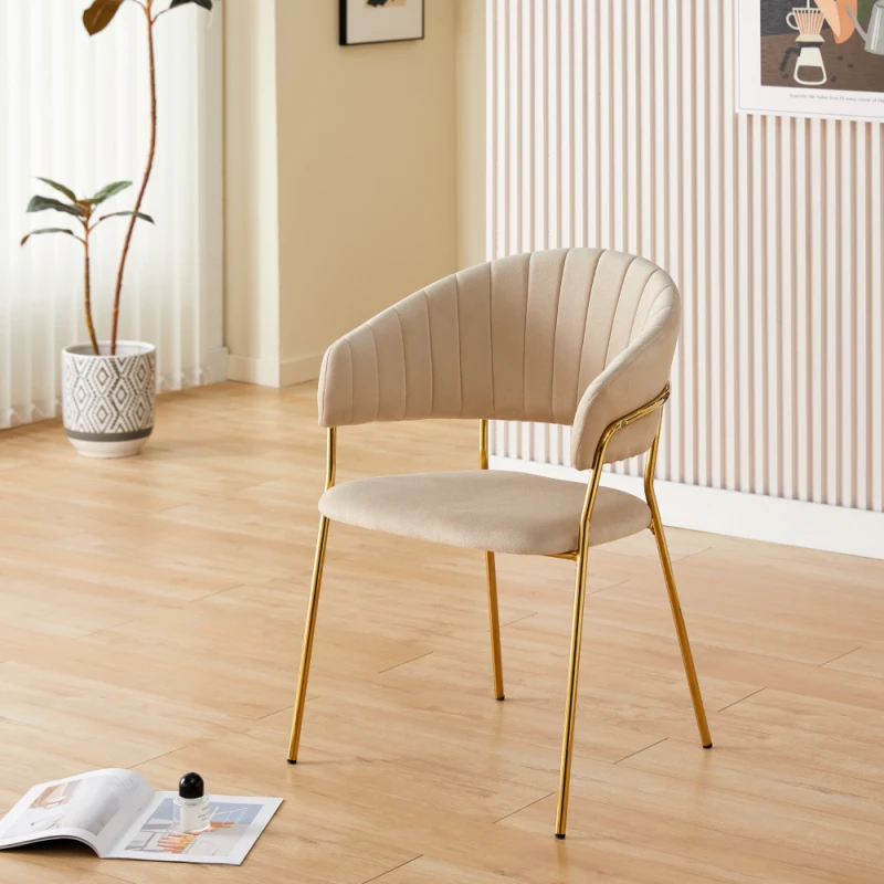Designové jídelní křeslo, béžová Velvet látka/gold chrom zlatý, DASMIN NEW TYP 1 7