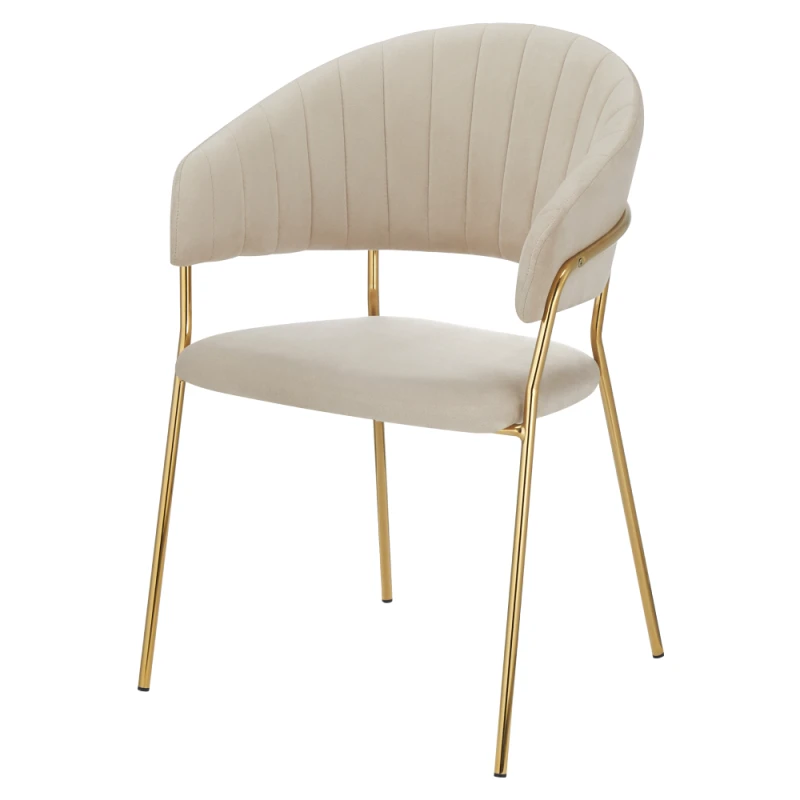 Designové jídelní křeslo, béžová Velvet látka/gold chrom zlatý, DASMIN NEW TYP 1 3