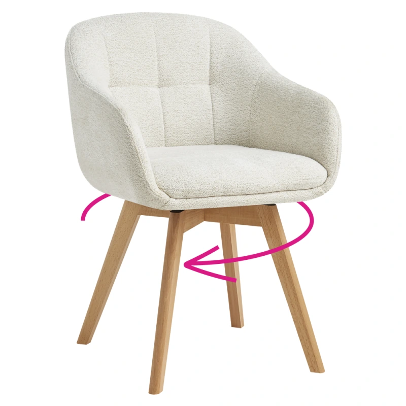 Otočné jídelní křeslo, krémová/buk, DIMER