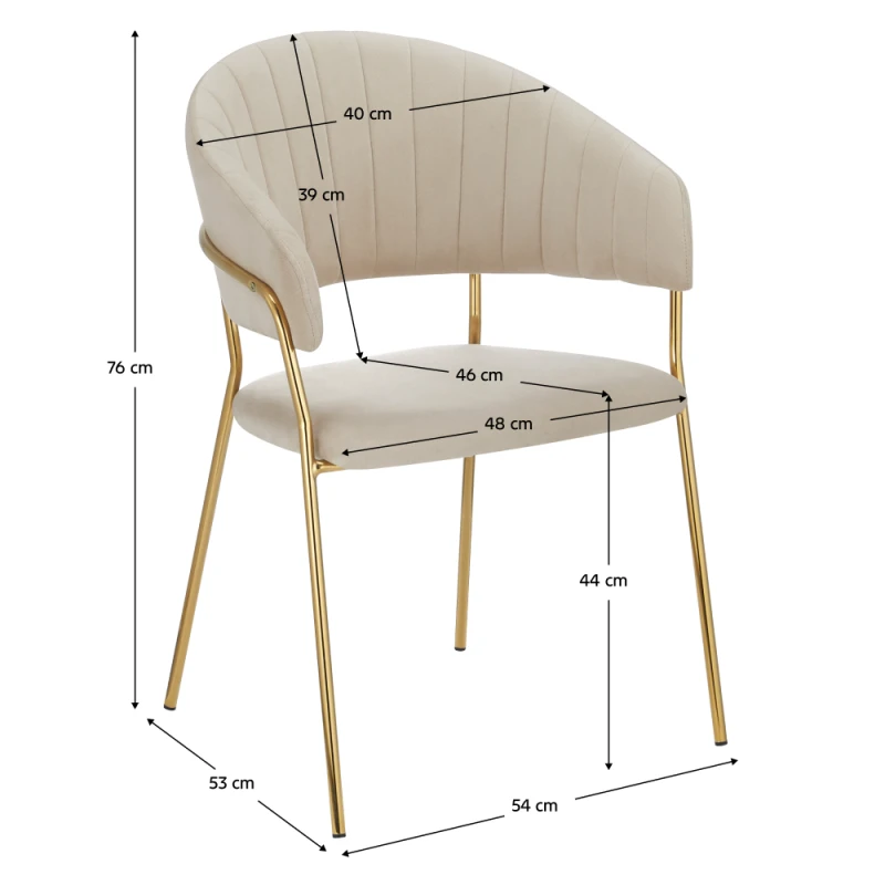 Designové jídelní křeslo, béžová Velvet látka/gold chrom zlatý, DASMIN NEW TYP 1 1