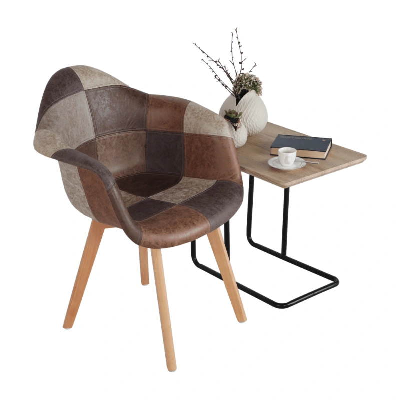 Dizajnové kreslo, patchwork/buk, TERST 8