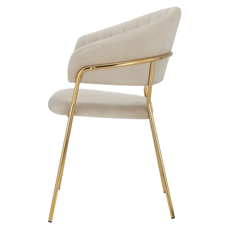 Designové jídelní křeslo, béžová Velvet látka/gold chrom zlatý, DASMIN NEW TYP 1 2